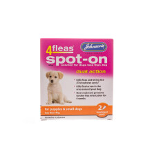 Johnson’s 4Fleas Spot-On for Puppies and Extra Small Dogs 4-10 kg - Kills Fleas on Contact, 4-Week Protection, Dual Action Larvae Control