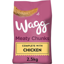 Wagg Meaty Chunks Complete Dry Adult Dog Food Chicken 2.5kg(Pack of 4) - Meaty & Delicious