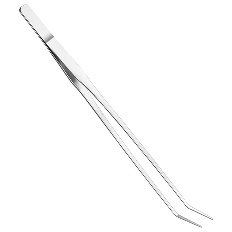 Yikubo Long Tweezers Curved 27Cm Stainless Steel Aquatic Plant Tweezers For Aquariums, Aquatic Plants, And Reptiles Aquascaping Tools Silver