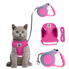 Bindokun Cat Harness and Lead Set, Escape Proof Kitten Harness with Cat Leash, 16.4 Ft / 5M Automatic Retractable Cat Lead for Garden, Reflective Adj