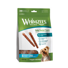 WHIMZEES Veggie Sausage S, 28 Pieces – Dog Dental Stix, Size S, Dog Dental Sticks for Small Breeds, Natural and Grain Free, Rawhide-Free, Vegetarian