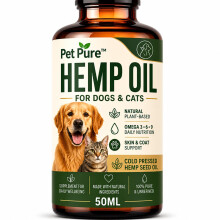 Hemp Oil for Dogs & Cats – Pet Pure 50ml – Hemp Oil for Dogs UK – Helps Support Calm Behaviour, Skin, Coat & Joint Health – Plant-Based Ome