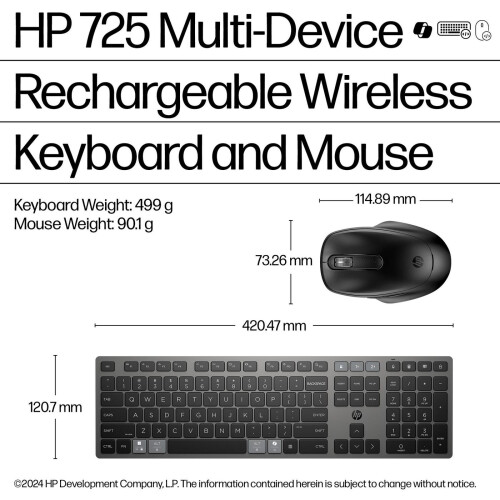 HP HP 720 Multi-Device Rechargeable Wireless Keyboard and Mouse Combo 2