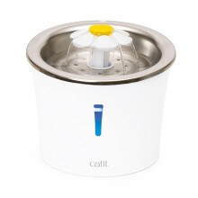Catit Flower Stainless Steel Cat Water Fountain for Drinking with Water Level Window and LED Nightlight, Automatic Pet Drinking Fountain including a