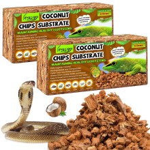 Legigo 2 Pack Coconut Chip Substrate for Reptiles, Natural Coco Husk Chip Reptiles Bedding, Compressed Coconut Chip Substrate for Snake, Tortoise, Ba