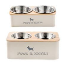 Daniel James Elevated Dog Bowls - Raised Pet Food & Water Station for Small & Large Dogs - Double Feeding Stand with Non-Spill Dishwasher Safe Stainl