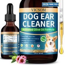VICSOM Ear Drops for Dogs Ear Infection, Dog Ear Cleaner for Itch Relief Gentle Ear Wax Removal, Support Yeast Infection & Ear Mite, Odour Control an