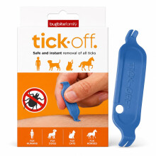 tick-off Patented Tick Tweezers Human Tick Remover with 2 Sizes Tick Hook & Ergonomic Handle Double-Sided for Dogs Cats Horses Clinically Tested