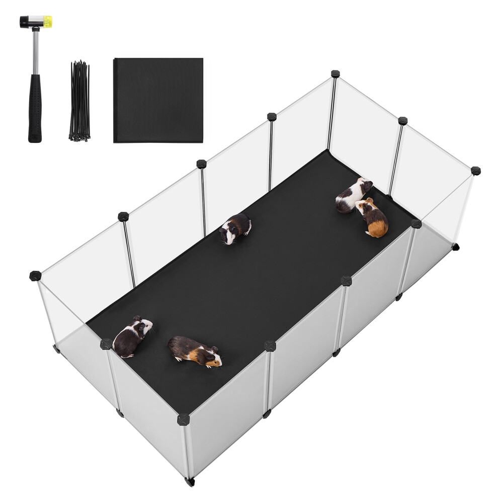 Songmics Pet Playpen With Floor, Removable Oxford Fabric Mat, Small Animal Enclosure, Diy Plastic Cage, Indoor Run For Hamsters, Rabbits, Hedgehogs,