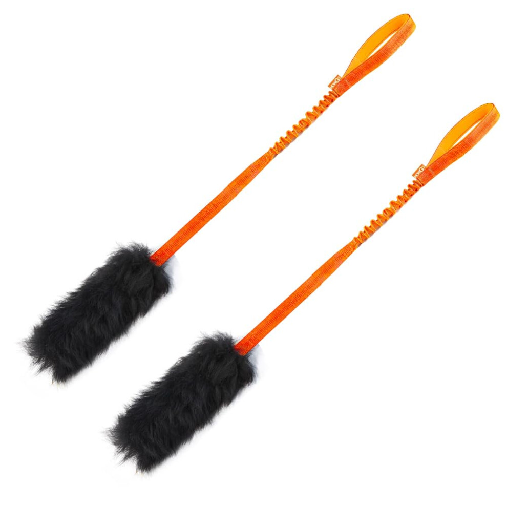 Howgo Dog Rope Toy,Dog Bungee Chaser 100% Sheepskin,Sheep Smell Tug Toy For All Breeds (Orange, Long (W/O Ball) 2Pack) 5002411906792