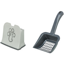 TRIXIE litter scoop with holder - all common types of litter - holder easy to clean - size L - white/grey - 40475