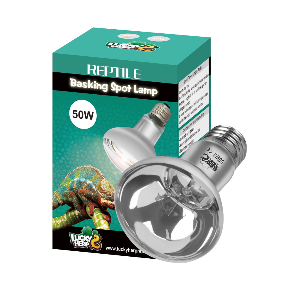 Lucky Herp Reptile Heat Lamp Bulb, 50W Basking Spot Heat Bulb For Reptiles, Vivarium Uva Heat Light For Tortoise, Bearded Dragons, Lizards,