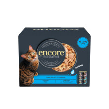 Encore 100% Natural Wet Cat Food Multipack Fish Selection in Broth 4 x 12 x 70g (Total 48 Tins)