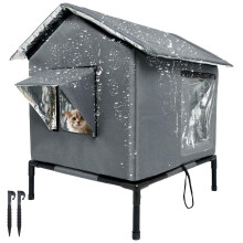 Outdoor Cat House Weatherproof with Aluminum Film Insulation, Large Feral Cat Sh