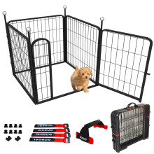 Puppy Playpen Indoor/Outdoor 61cm High, Portable Dog Playpen with Easy-Carry Straps,4 Panels Dog Pen Play Pen for Small Dogs,Rustproof Pet Playpen