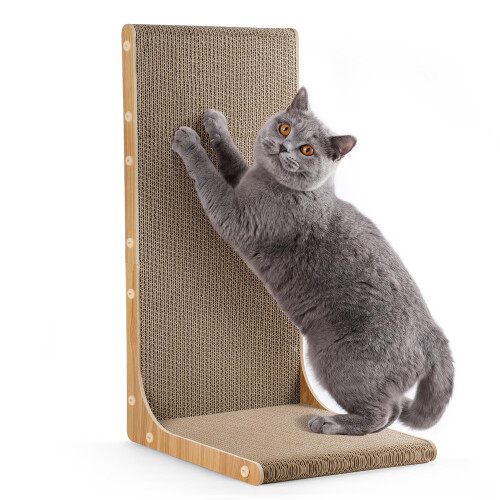 Cat Scratching Board Post, L Shape Vertical Cat Scratcher Cardboard, 58cm