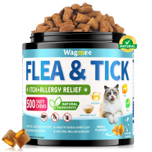 Natural Cat Flea and Tick Support – 500 Crunchy & Creamy Chews, Cats Fleas Supplement Chews with Nourished Skin & Coat Health, Cat Flea Support Chew