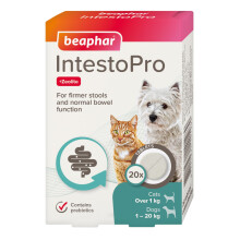 Beaphar – IntestoPro Prebiotic Stool Firming Tablets for Cats and Small Dogs (