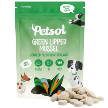 PetSol Green Lipped Mussel for Dogs, 120 Tablets. With Natural Joint Supplements for Dogs Glucosamine, Chondroitin and Omega 3 for Hip & Joint Care,