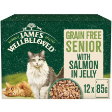 James Wellbeloved Grain Free Adult Cat Food with Salmon in Jelly Pouch 12 x 85g
