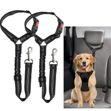 2 Pack Dog Car Headrest Seat Belt - for Pet Dogs Safety Harness Travel Accessories in UK, with Adjustable Heavy Duty Nylon & Anti Shock Elastic Bunge