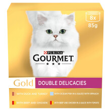 GOURMET Gold Double Delicacies Wet Cat Food 8x85g (Pack of 6)
