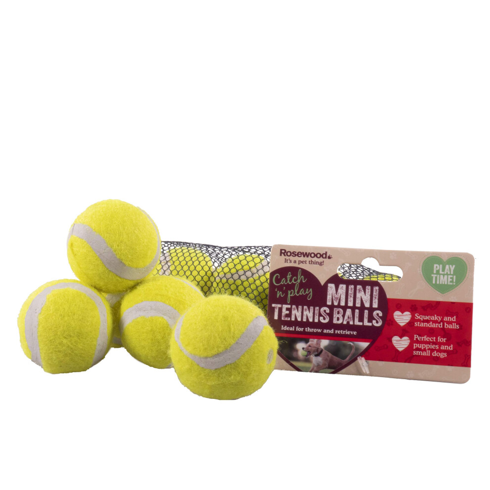 Rosewood Mini Assorted Tennis Balls For Dogs 5Pc