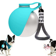ZFFAFUR Foldable 2 in 1 Portable Dog Water Bottle – Stainless Steel Bottle with Silicone Bowl for Walks & Hiking, Leak-Proof Travel Pet Water Dispen