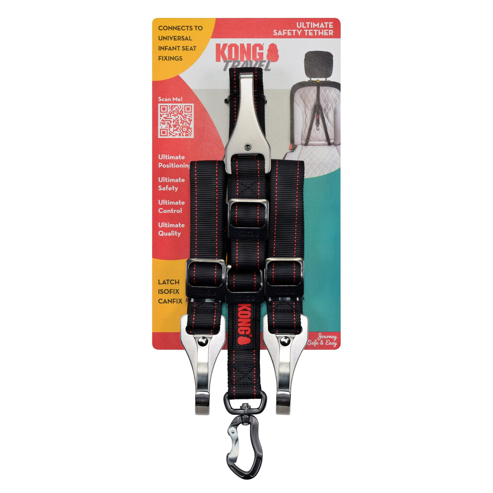 Kong Ultimate Safety Tether For Dogs - Red, Adjustable, Compatible With Universal Infant Seat Fittings, Superior Control And Ultimate Safety