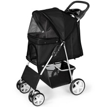 display4top Pet Travel Stroller Dog Cat Pushchair Pram Jogger Buggy with 4 Wheels (Black)