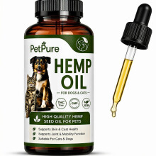 Pet Pure Hemp Oil for Dogs & Cats – Calming Support for Dogs, Skin, Coat & Joint Care – 30ml Hemp Seed Oil, Omega 3 6 9 Supplement, Dog Hemp Oi