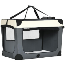 PawHut 91cm Foldable Pet Carrier Bag Soft Travel Dog Crate, Portable Cat Carrier w/ Cushion, for Cats and Large Dogs - Grey