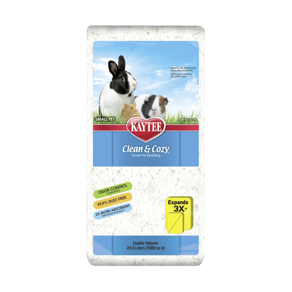 Kaytee Clean & Cozy Super Absorbent Paper Bedding For Cages, Hamster, Gerbil, Mice, Rabbit, Guinea Pig, 24.6 Litre, White