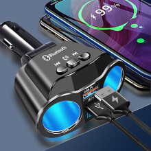 Billaddare med Dubbla USB-Portar 2-VäGs BiltäNdaruttagsdelare DC12-24V 4.8A 5.0 MP3-Spelare med Handsfree
