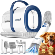 oneisall Dog Cat Grooming Kit with Vacuum,Dog Clippers Paw Trimmer Nail Grinder,12000Pa Powerful Suction 99% Pet Hair,Self Cleaning Dog Brushes for T