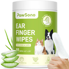PawSono Ear Wipes for Dogs & Cats, Dog Ear Finger Cleaner Thick, Natural Relief Cat Puppy Ear Cleaning Wipe, Pet Supplies Finger Wipe for Do