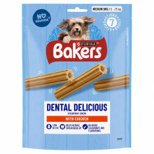 Bakers Dental Delicious Medium Dog Treats Chiclen 7 per pack (PACK OF 4)
