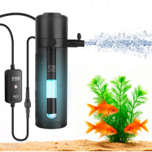 BAITAI UV Fish Tanks Filters,500L/H Aquarium Filter with Timer, 5-in-1 Filter Pump with Aeration & Spray Bar for Freshwater & Saltwater, 50-125L Tank