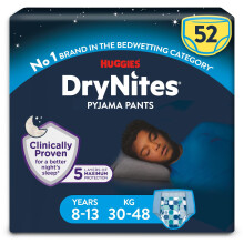 HUGGIES DryNites, Pyjama Pants, Boys 8-13 Years (30-48KG), 52 x Bedwetting Pants
