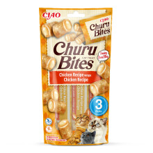 Ciao Churu Bites by INABA Cat Treat - Chicken Flavour (3 x 10g) / Crispy Pouches with Creamy Filling Cat Treat, Delicious & Healthy Snack fo