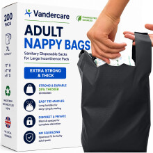 Adult Nappy Bags | 400 Pack | Sanitary Disposable Sacks for Large Incontinence Pads | 25% Thicker | Easy Tie Handles | Bag Extra Strong Thick | Fragr