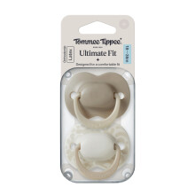 Tommee Tippee Latex Ultimate Fit Soother, 18-36m, 2 Pack, Orthodontic Dummy, Microwave Sterilising Case, Natural Latex Teat, Air Holes, 100% BPA Free