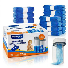 Nappy Bin Refills, 7.5m Extra-Long Diaper Pail Bags Compatible with Tommee Tippee Twist & Click and Sangenic TEC Bins, Multi-Layer Odour-Blocking Ref