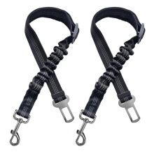 2 PCS Black Adjustable Dog Seat Belt for Cars UK,Heavy-Duty Pet Car Harness Lead with Bungee Buffer, Safety Seatbelt Clip for Dogs and Cats,Compatibl