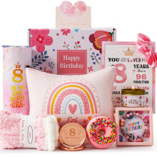 8th Birthday Gifts for Girls,Best Gifts Basket Presents Ideas for Turning 8 Year Old Girls,Happy Sweet 8th Birthday Pamper Hamper Box Kit for Sister
