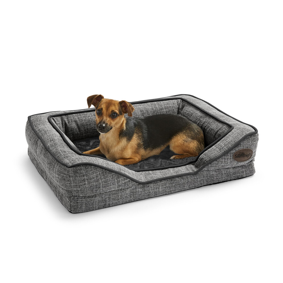 Silentnight Orthopaedic Dog Bed - Cosy Comfortable Pet Bed With Ergonomic Foam Body & Head Support - Super Soft & Sturdy Woven Removable Washable Cov