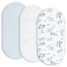 Baby Mattress Cover, Fitted Sheet, Pack of 3, 100% Muslin Cotton,Oeko-Tex 100,Muslin Bassinet Sheets,Bassinet Cover,Pram Mattress Cover,83 x 43 x 12