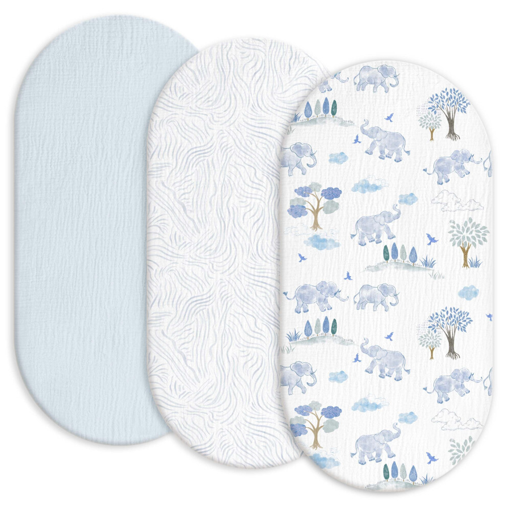 Baby Mattress Cover, Fitted Sheet, Pack Of 3, 100% Muslin Cotton,Oeko-Tex 100,Muslin Bassinet Sheets,Bassinet Cover,Pram Mattress Cover,83 X 43 X 12 Gllquen Baby
