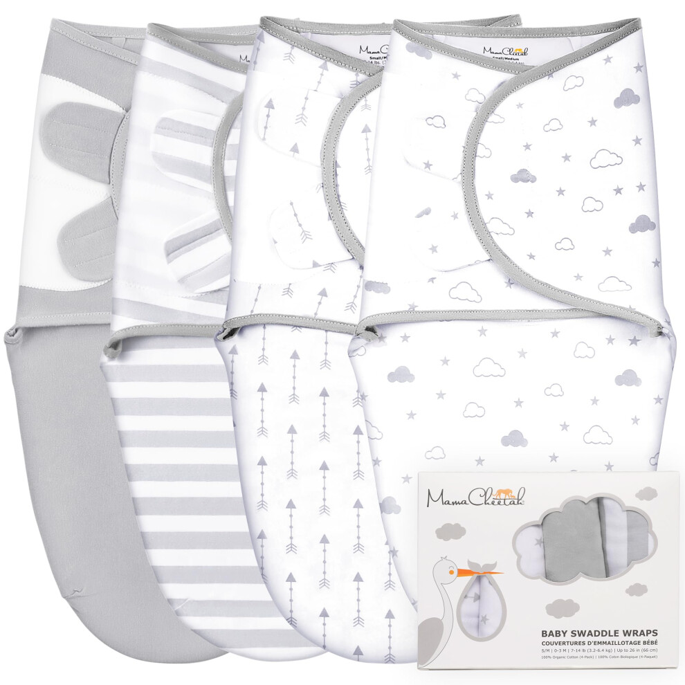Baby Swaddle Sack, Organic Swaddle Blanket, Newborn Swaddling Sleep Sacks, Adjustable Infant Blanket Wrap, Easy Swaddles For Boy Girl 0- Mama Cheetah