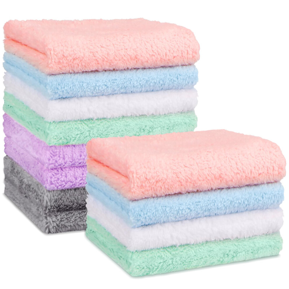 Baby Wash Cloths, 12 Pack Microfiber Fleece Baby Face Towels, Soft And Absorbent Washcloths For Newborns/Infants/Toddlers, Gentle On De Coral Orighty